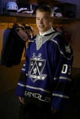 NASHVILLE, TN - JUNE 21:  Dustin Brown, a first round pick (#13 overall) of the Los Angeles Kings, stands for a portrait during the 2003 NHL Entry Draft on June 21, 2003 at the Gaylord Entertainment Center in Nashville, Tennessee. (Photo by Robert Laberge