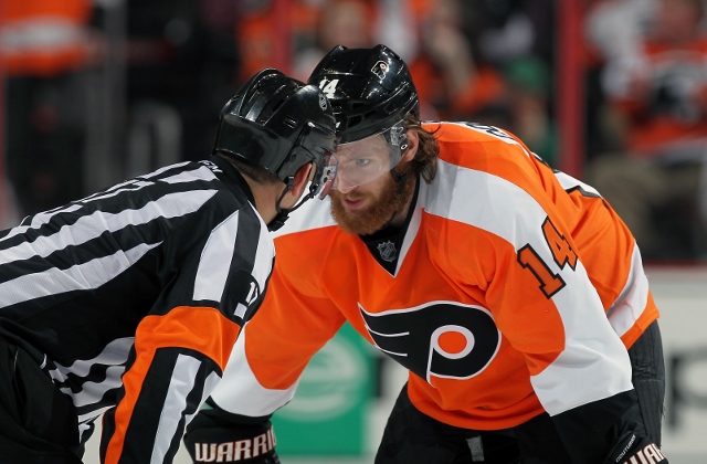 of the Philadelphia Flyers of the Los Angeles Kings on March 24, 2014 at the Wells Fargo Center in Philadelphia, Pennsylvania.