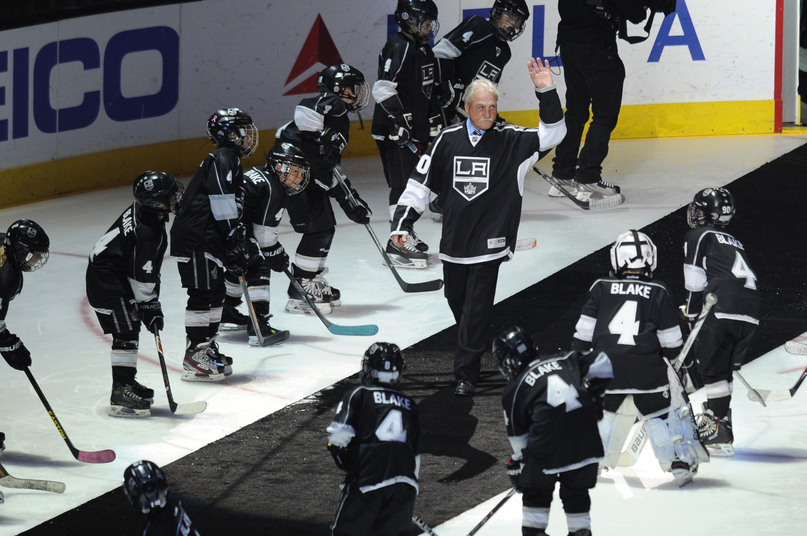 The retired jerseys of the Los Angeles Kings hang in the Staples News  Photo - Getty Images