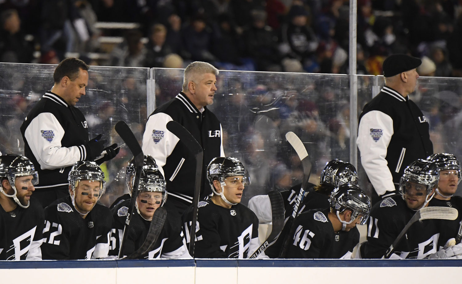 Merchandise is displayed during the LA Kings/NHL Stadium Series News  Photo - Getty Images