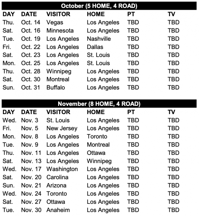 Announcing The 2021 22 La Kings Schedule La Kings Insider