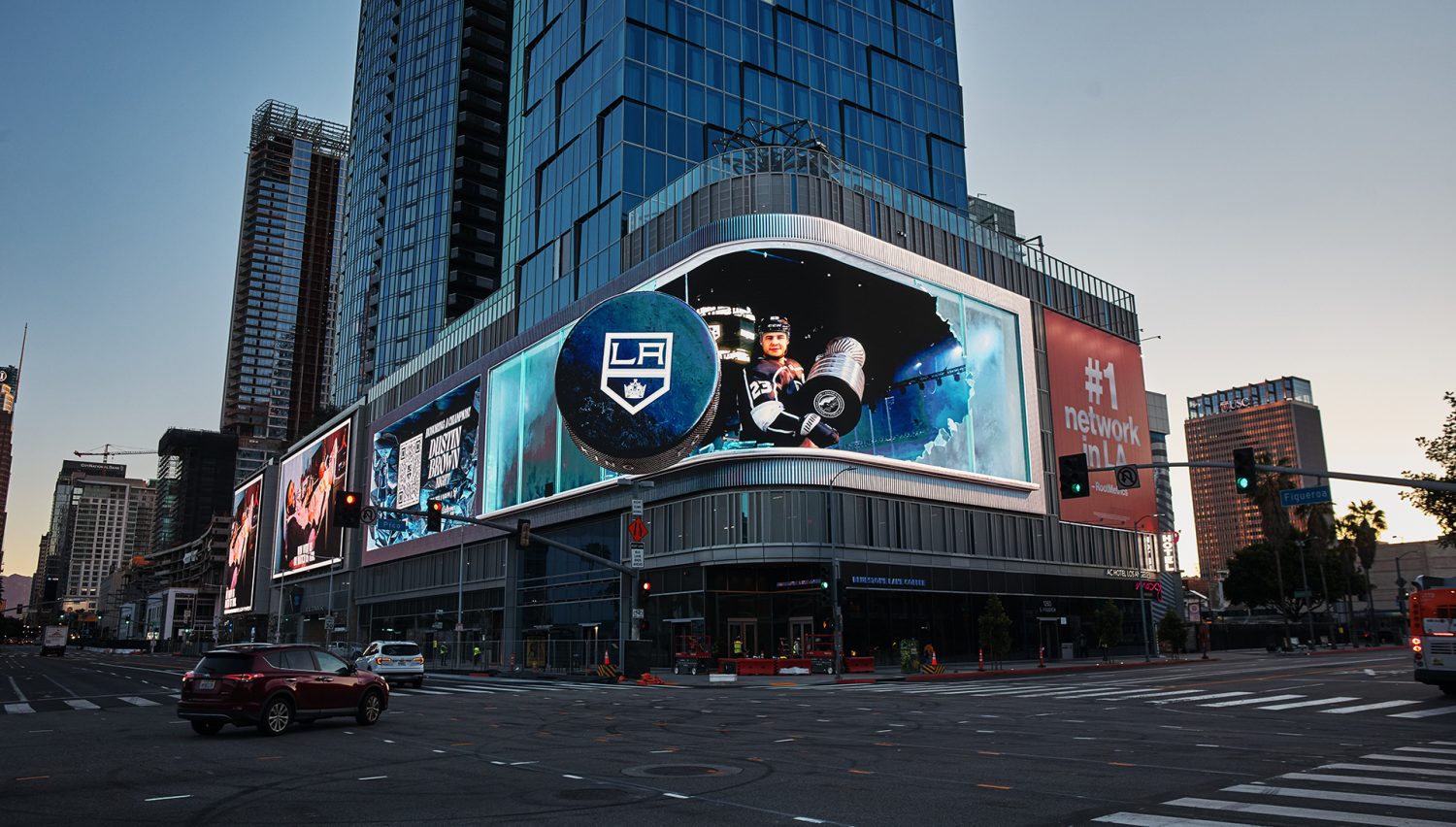 LA Kings Legend Dustin Brown Lifts Stanley Cup on Sprawling 3D Billboard in  Downtown Los Angeles