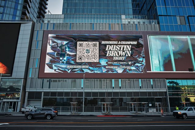 LA Kings Legend Dustin Brown Lifts Stanley Cup on Sprawling 3D Billboard in  Downtown Los Angeles